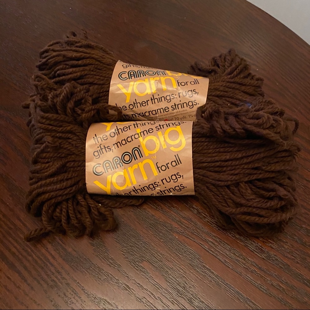 Vintage Caron Heavy Rug Yarn Brown 2 skeins